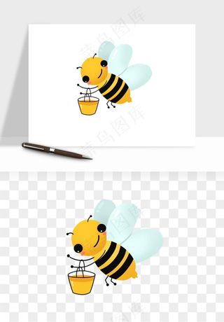 卡通蜜蜂采蜜png免抠