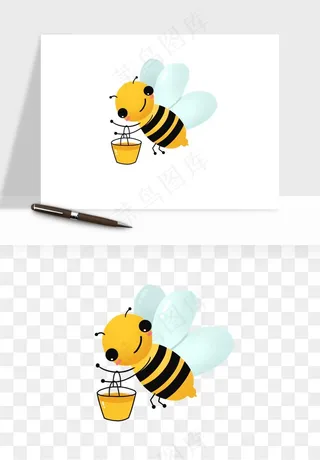 卡通蜜蜂采蜜png免抠