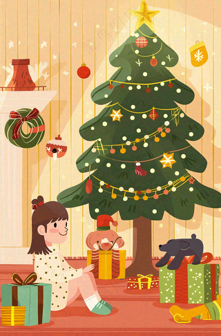 圣诞节卡通插画背景