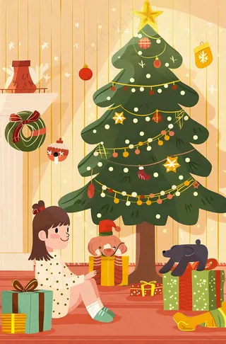 圣诞节卡通插画背景