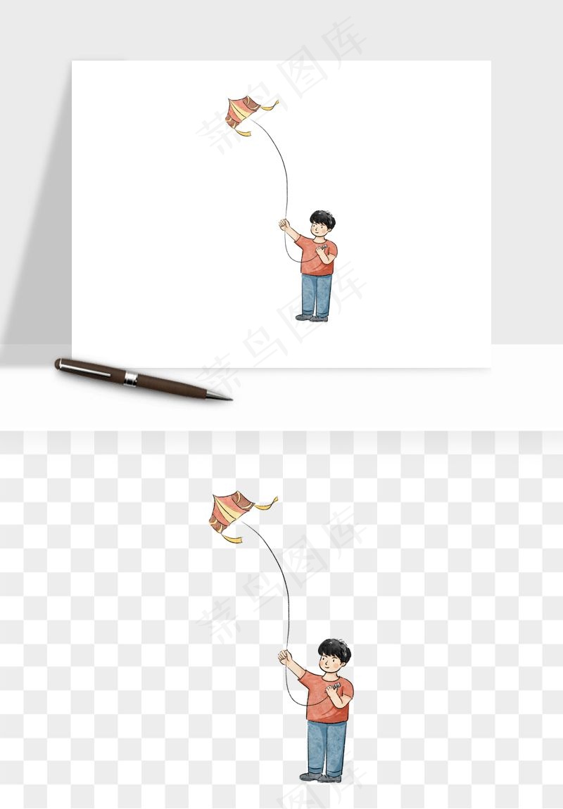 手绘节气人物插画png免抠
