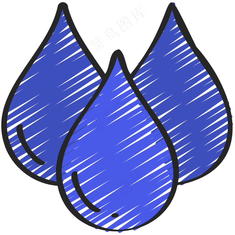 蓝色水滴 铅笔手绘图标icon
