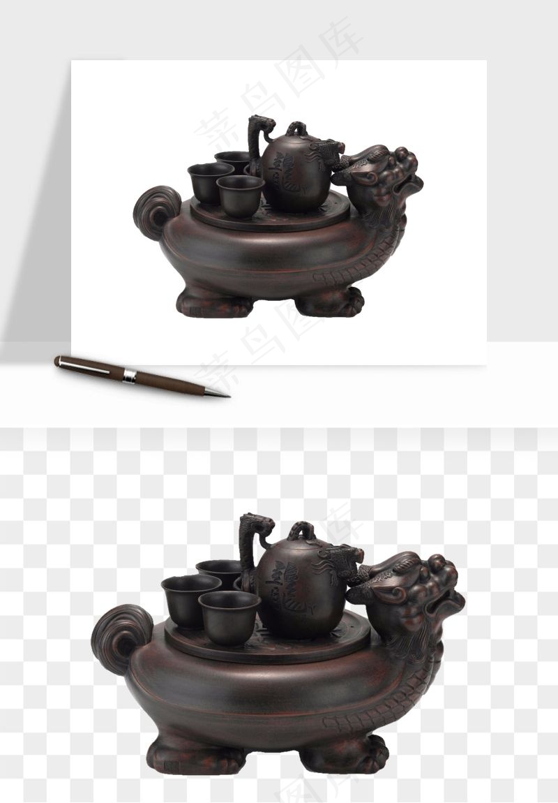 中国风茶壶茶几png免抠图