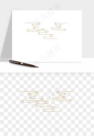 国潮线条祥云装饰png免抠