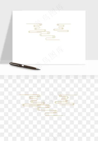 国潮线条祥云装饰png免抠