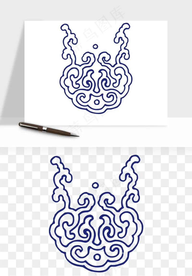 青花瓷花纹花卉图案png免抠