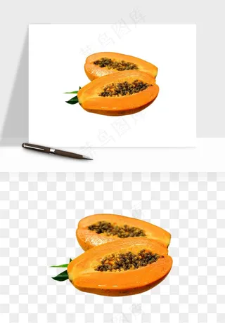 木瓜水果png免抠