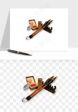 笔墨纸砚文房四宝png免抠