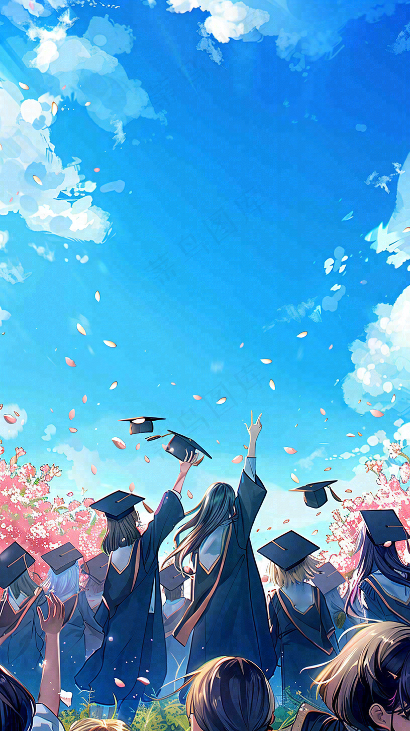 学生毕业季考试青春插画背景