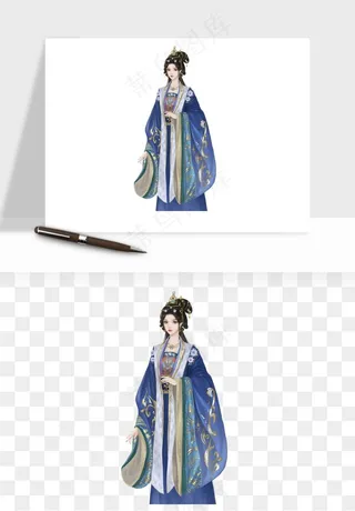 古风美人女子背影png免抠