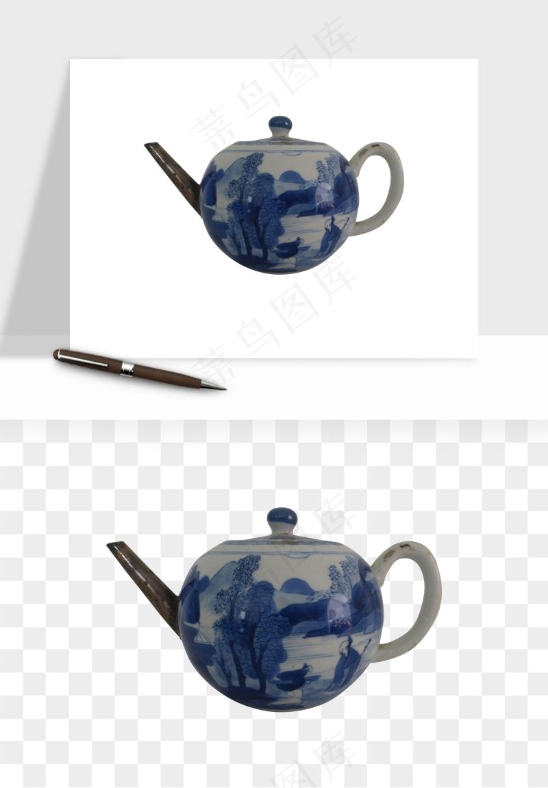 白瓷陶瓷茶壶png免抠