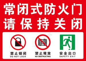 常闭式防火门警示牌