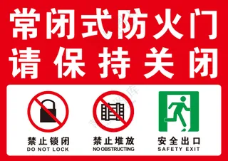 常闭式防火门警示牌