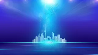 蓝色渐变城市背景