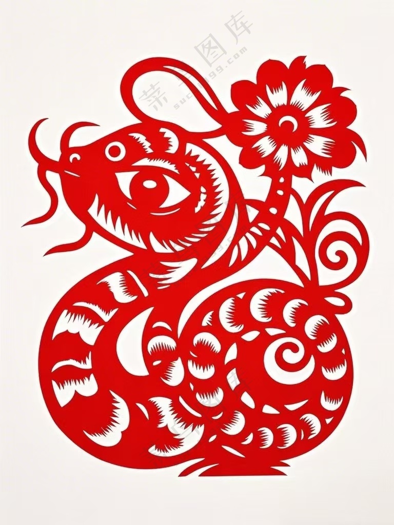 红色龙剪纸