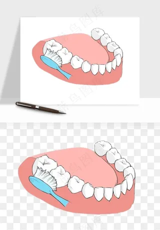 手绘牙齿矫正拔牙png免抠