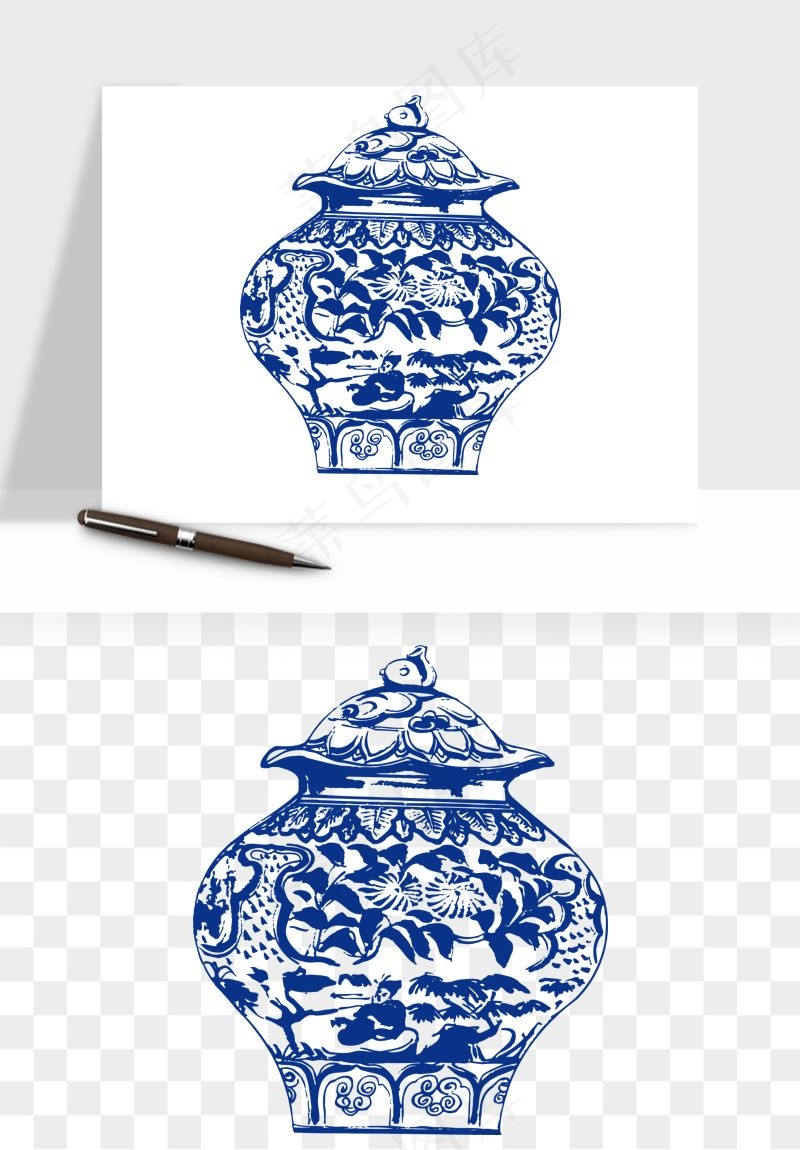 青花瓷陶瓷png免抠