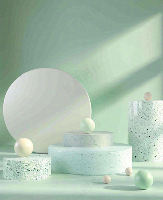 美妆护肤3d展台清新背景