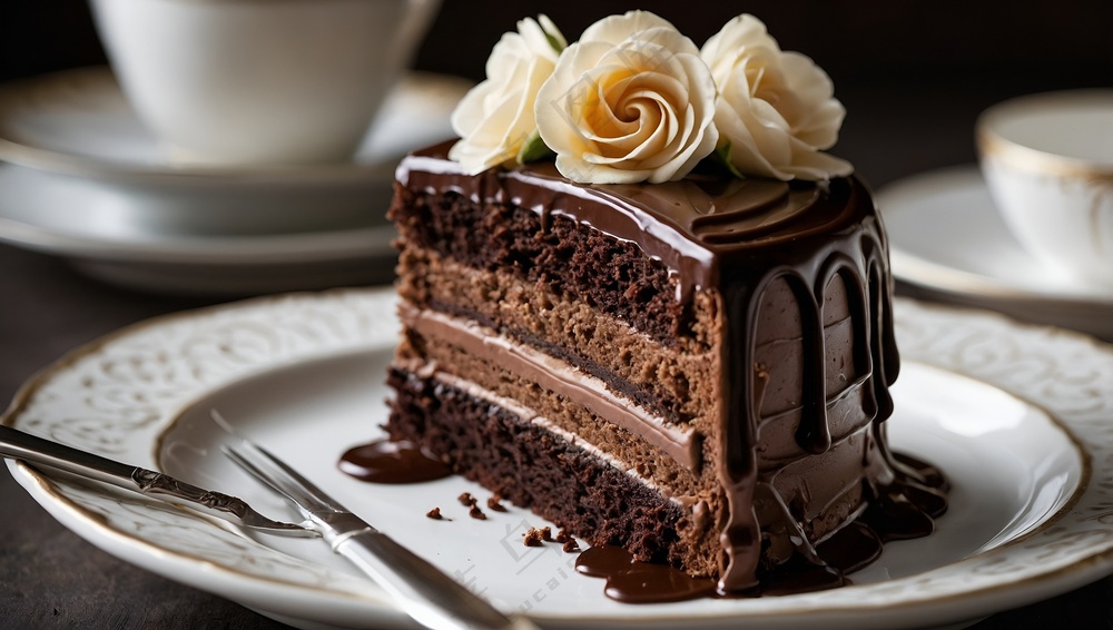 巧克力奶油蛋糕块图片