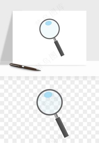 手绘放大镜镜片png免抠