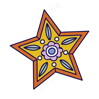 红色圣诞星星 民族风装饰小元素