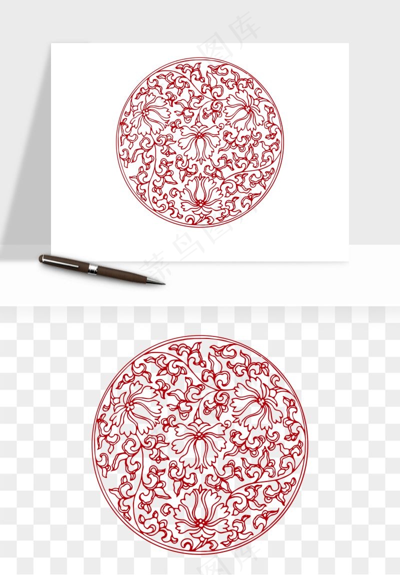 传统窗花剪纸图案png免抠