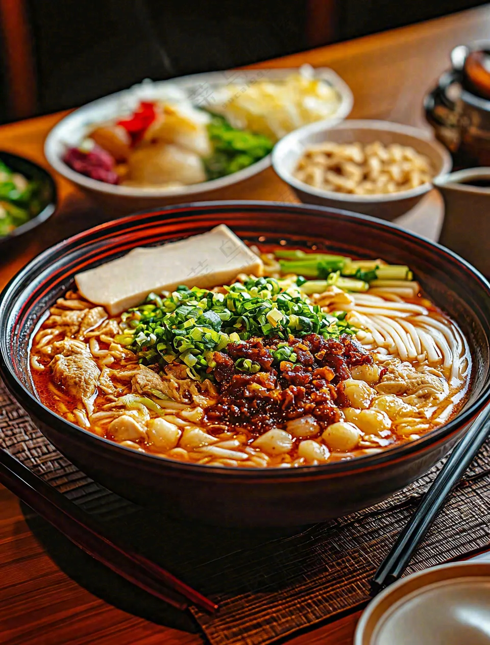 红烧面香辣小面美食摄影图