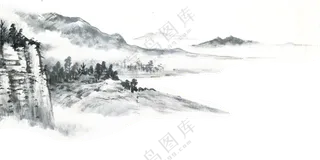 水墨中国风山水画免抠PNG图片素材