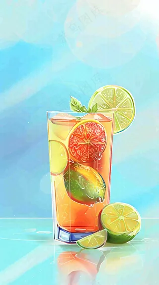 夏日饮品饮料清凉背景