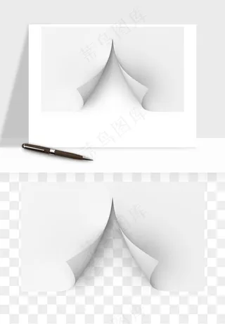 白纸卷边角翻页效果png免抠