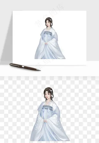 古风美人女子背影png免抠