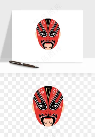 手绘戏剧脸谱卡通面具png免抠