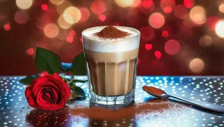 红玫瑰拿铁玛奇朵咖啡图片