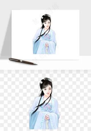 古风美人女子背影png免抠