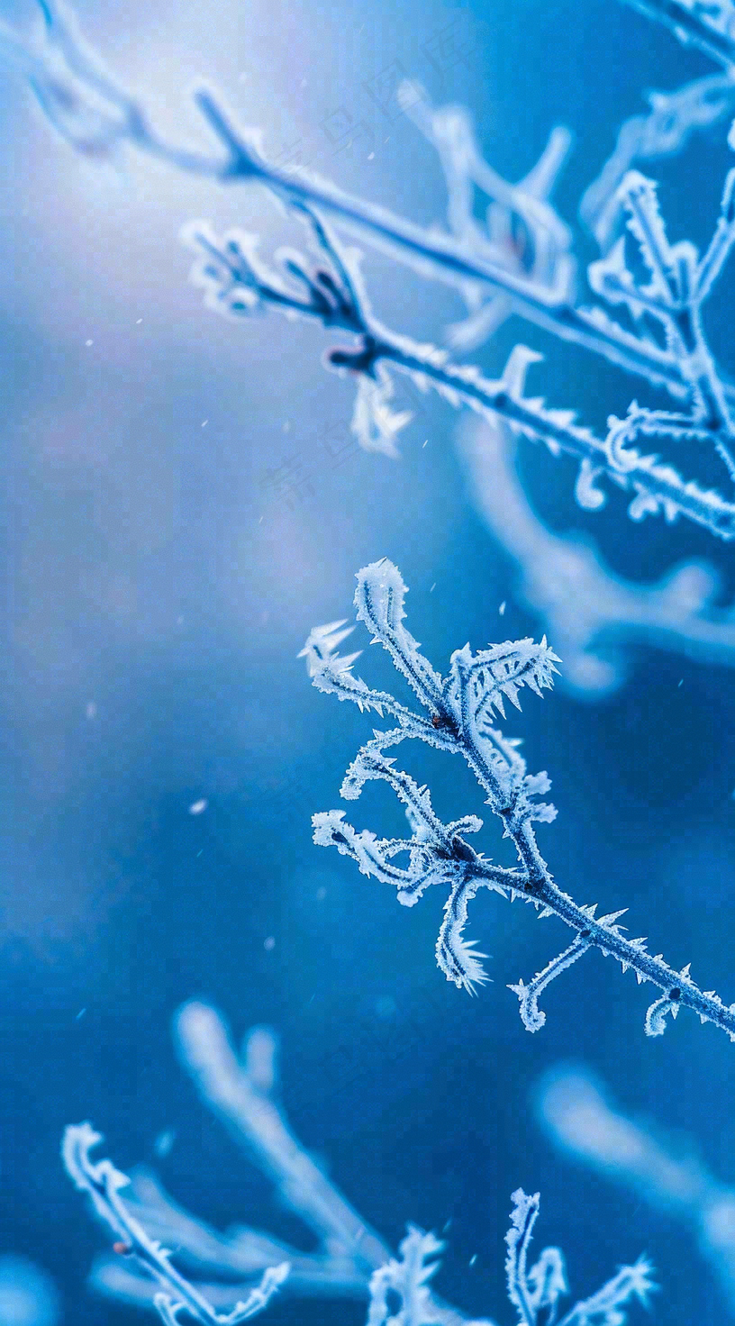 冬天寒冷白雪结冰小寒摄影图