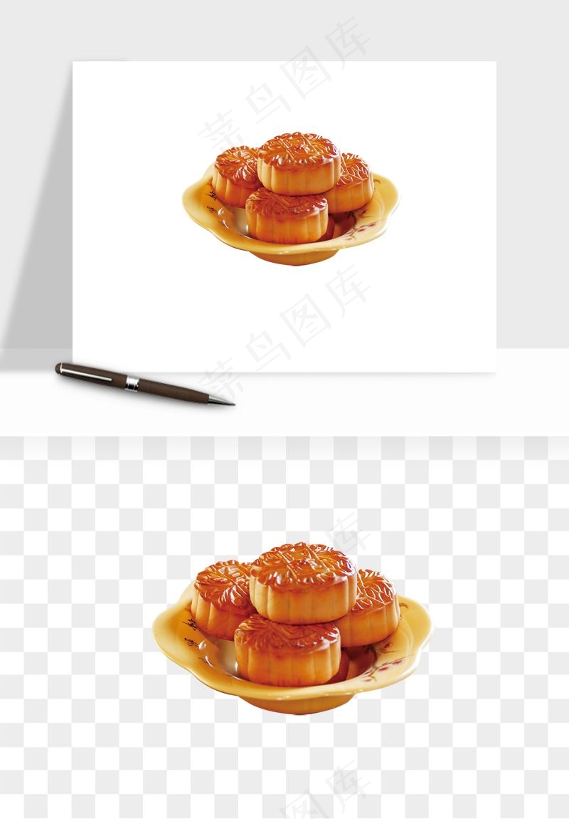 中秋月饼实物png免抠