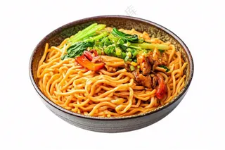 麻辣干拌面牛肉鸡肉美食摄影图免抠