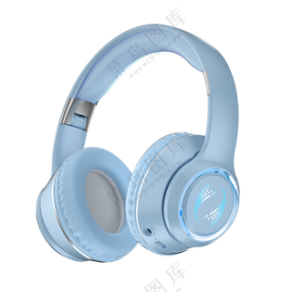 浅蓝色简约风头戴式耳机样机