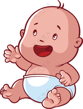 坐着的开心乖宝宝插画创意免抠图片