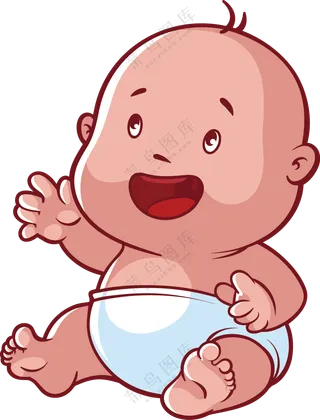 坐着的开心乖宝宝插画创意免抠图片