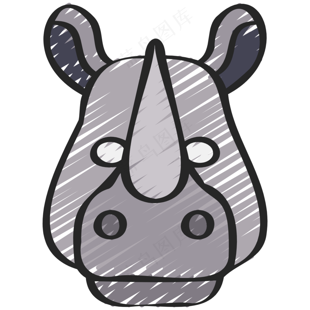 灰色大犀牛 铅笔手绘图标icon