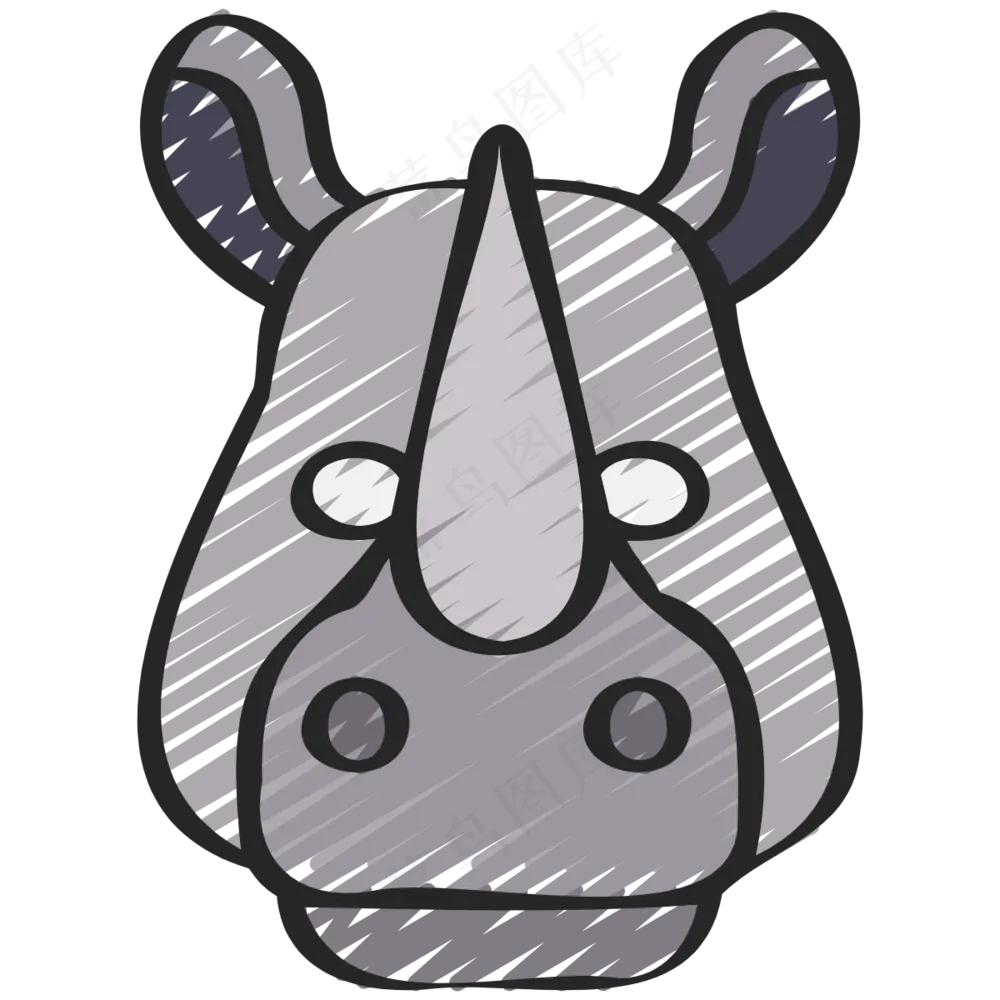 灰色大犀牛 铅笔手绘图标icon