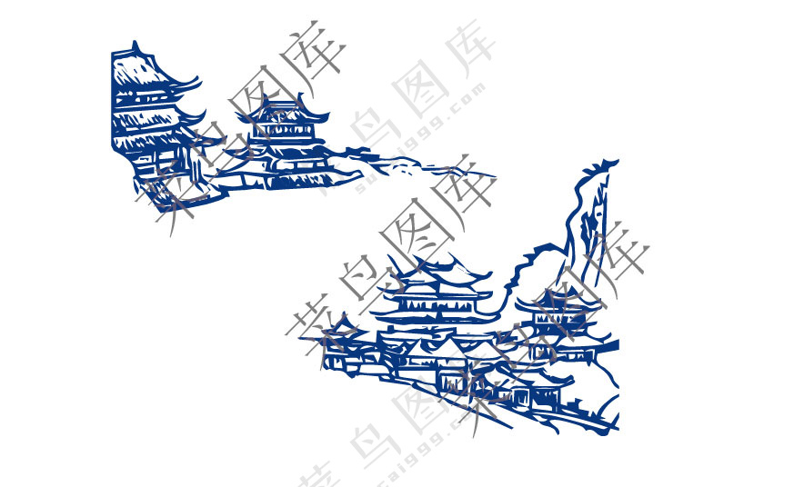 矢量古代阁楼