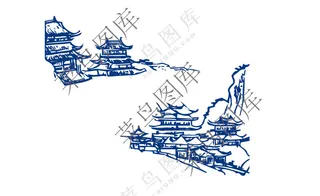 矢量古代阁楼