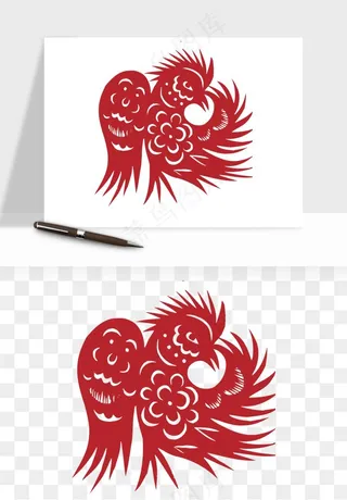 传统花鸟动物剪纸png免抠