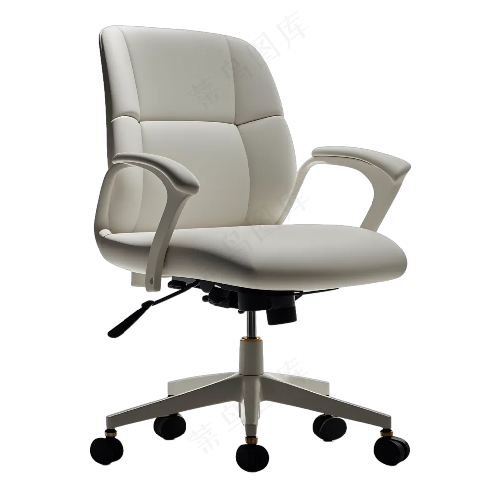 免抠现代浅灰色人造革电脑椅办公椅