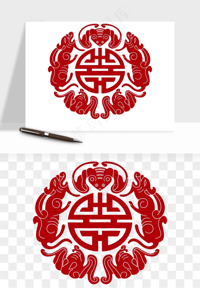 传统窗花剪纸图案png免抠