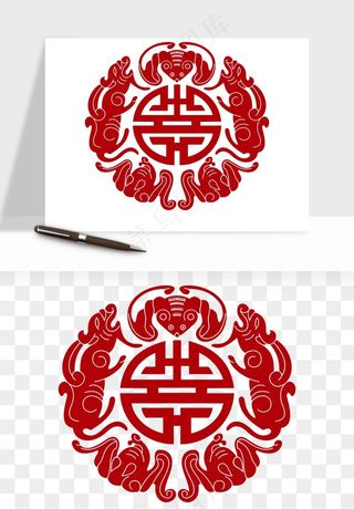 传统窗花剪纸图案png免抠