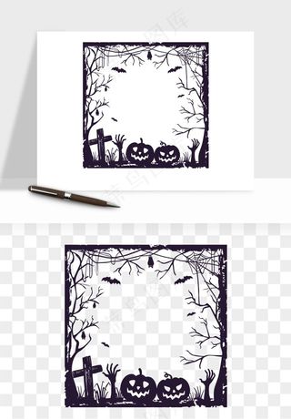 手绘万圣节边框png免抠