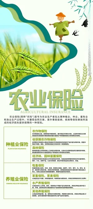绿色剪纸风农业保险宣传展架农业保险广告农业保险海报